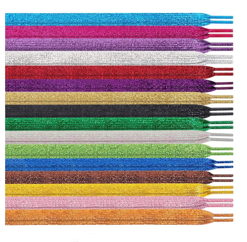 MarJunSep Shimmery glitter 42" Solid Colors Flat Shoelaces Shoe Laces strings for Teams Cheer Dance Sneakers - Image 1
